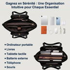 Cabas ordinateur femme Altessa - Compartiments intérieurs et mezzanines de rangement