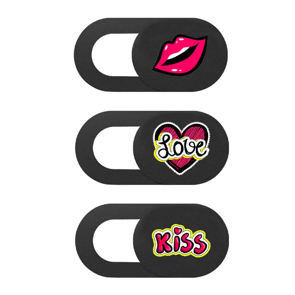 Cache Webcam Ultra-Mince avec Designs Romantiques - Protection de Vie Privée - Lot de 3 - Love & Kiss