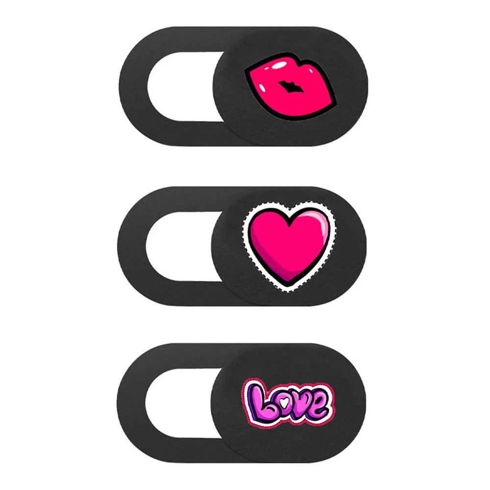 Cache Webcam Ultra-Mince avec Designs Romantiques - Protection de Vie Privée - Lot de 3 - Coeur