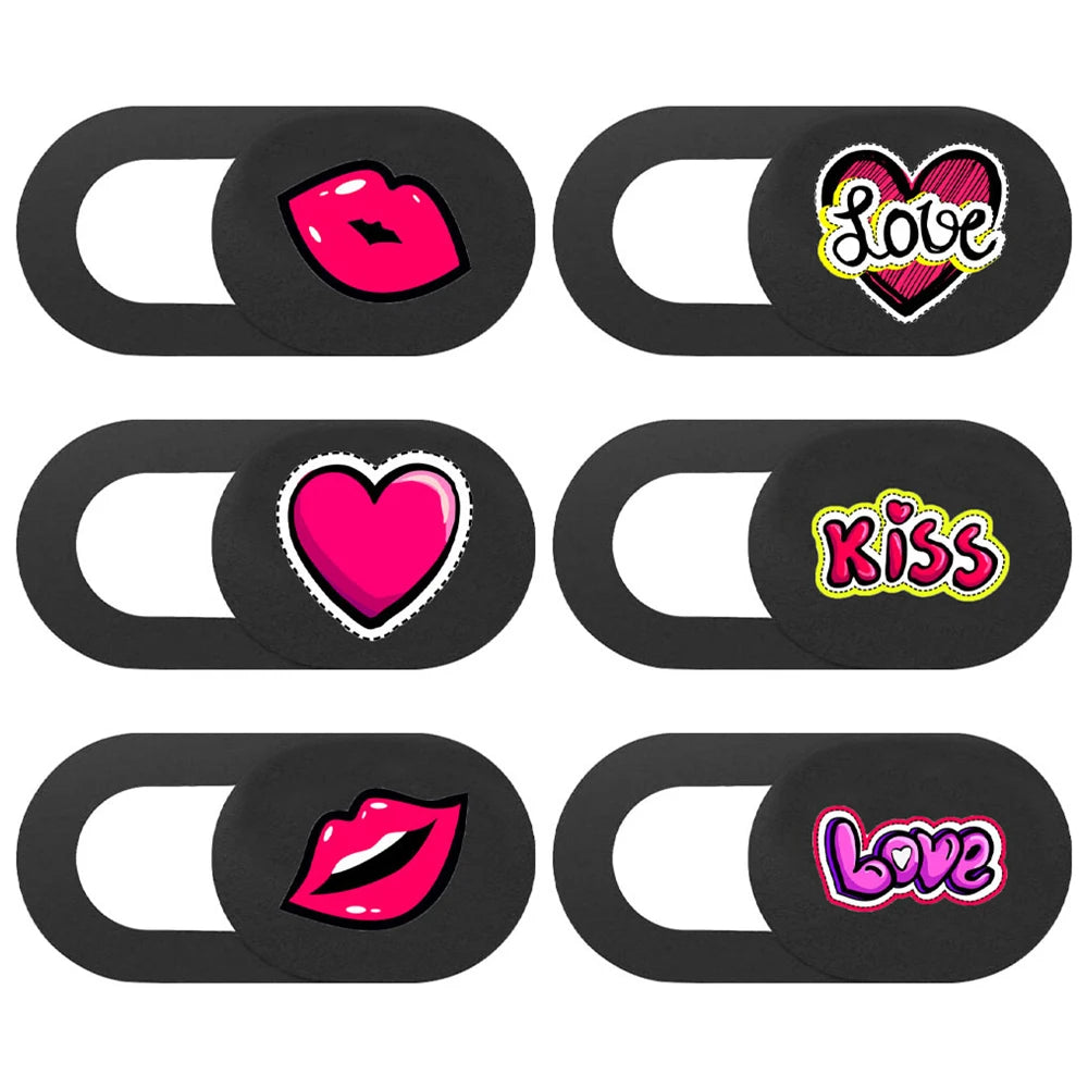 Cache Webcam Ultra-Mince avec Designs Romantiques - Protection de Vie Privée - Lot de 6