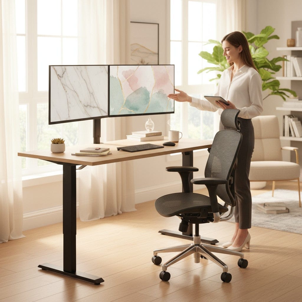 Cadre Bureau Assis Debout Électrique Réglable en Hauteur avec Port USB (livré sans table)