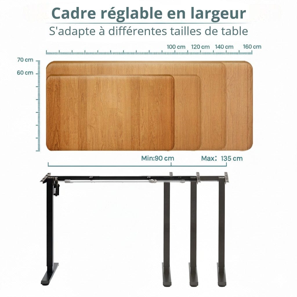 Cadre Bureau Assis Debout Électrique Réglable en Hauteur avec Port USB (livré sans table)