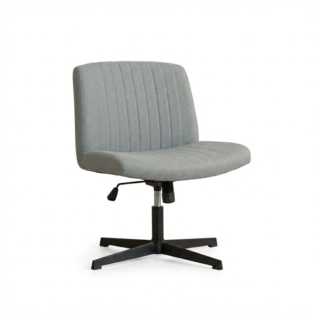 Vue de trois-quarts de la chaise de bureau Flexi-Zen pivotante et compacte sans accoudoirs.