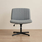 Vue de face de la chaise de bureau Flexi-Zen en tissu lin gris au design minimaliste.