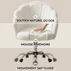Gros plan sur la mousse à mémoire de forme et le soutien lombaire de la chaise FLORIA.
