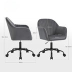 Chaise de Bureau Ergonomique en Velours avec Accoudoirs et Roulettes