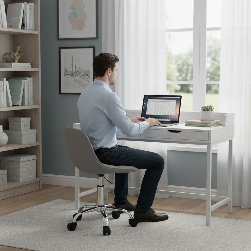 Chaise de Bureau Pivotante en Velours avec Dossier Ergonomique et Réglage en Hauteur