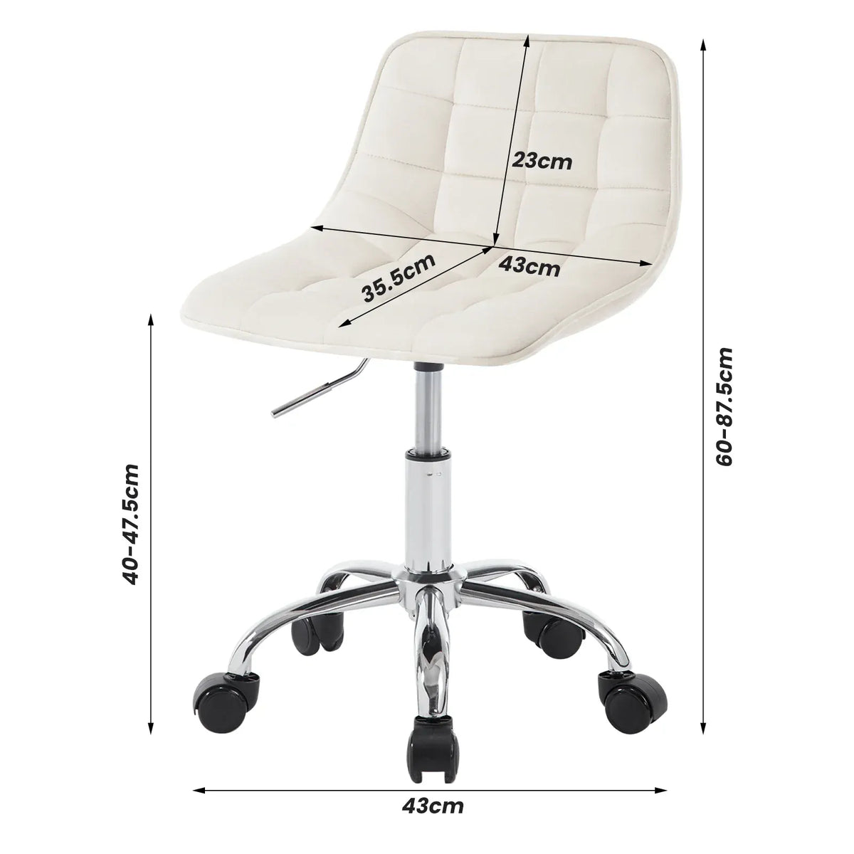 Chaise de Bureau Pivotante en Velours avec Dossier Ergonomique et Réglage en Hauteur