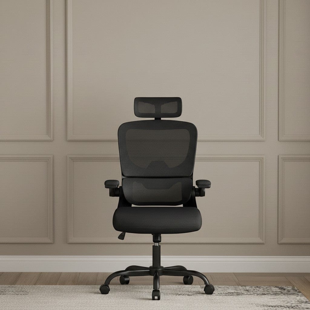 Chaise Ergonomique de Bureau avec Accoudoirs Rabattables et Dossier Respirant Réglable en Hauteur
