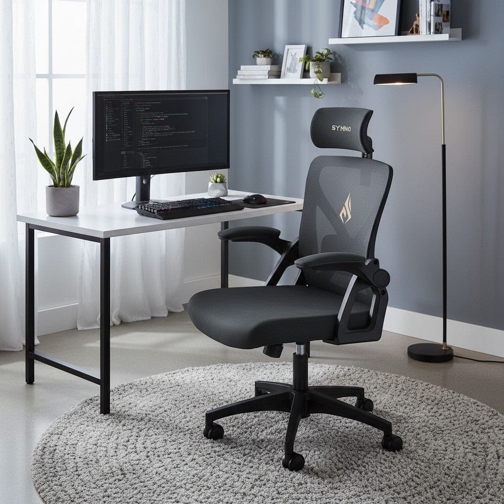 Chaise Ergonomique de Bureau avec Appui-Tête Réglable et Support Lombaire - Dossier Mesh Respirant
