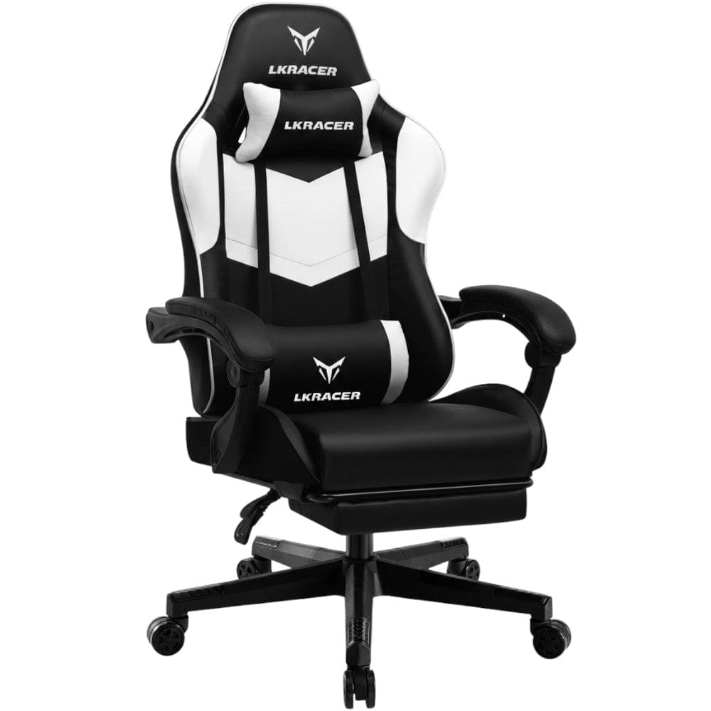 Chaise ergonomique LRF300 performance gaming, design moderne blanc et noir.
