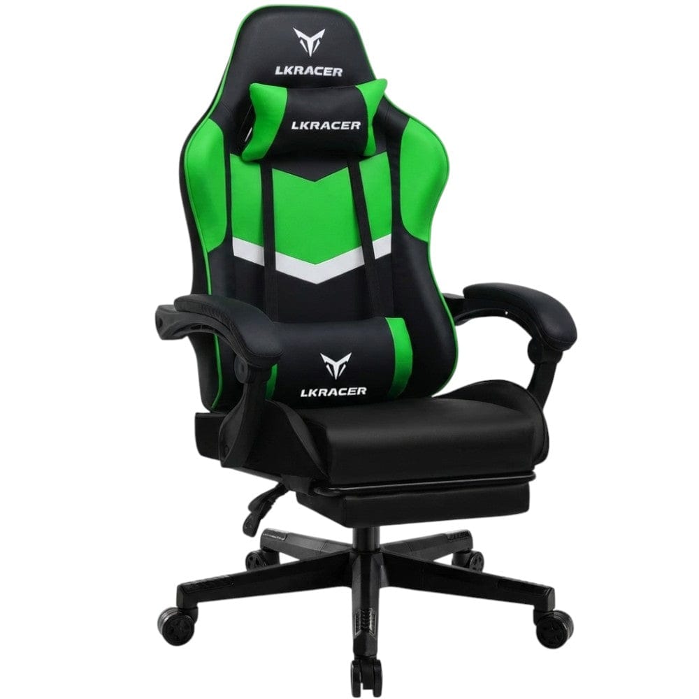 Chaise ergonomique LRF300 confort et performance gaming, coloris vert et noir.