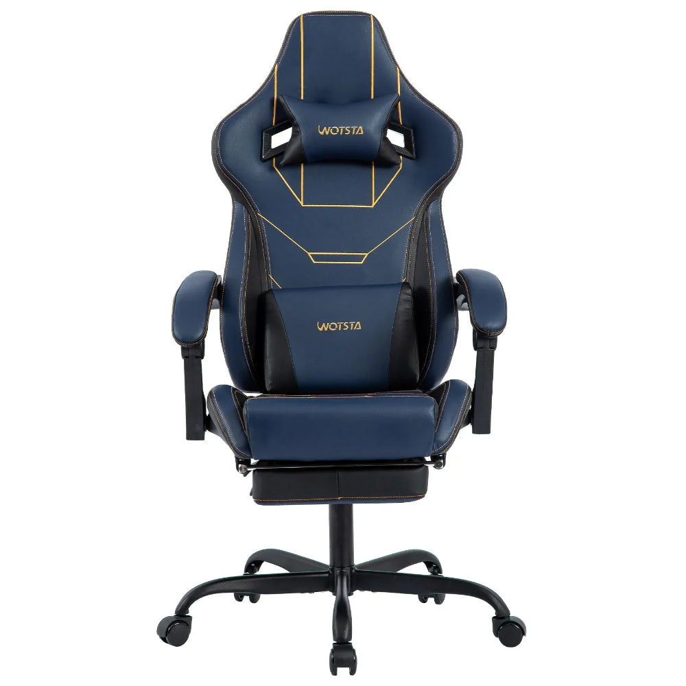 Chaise ergonomique VERTEX bleu nuit offrant une posture royale pour le gaming ou le bureau.