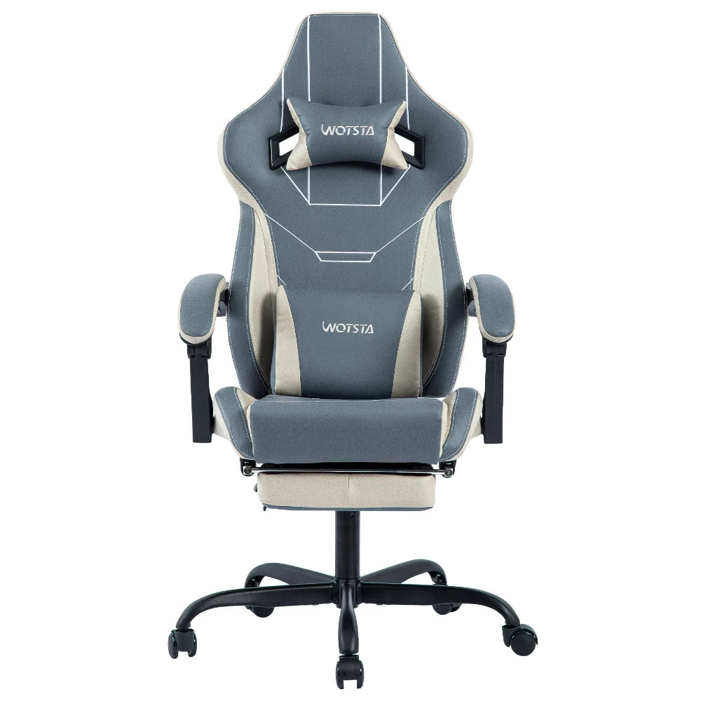 Chaise ergonomique VERTEX bicolore gris et beige au design moderne et posture royale.