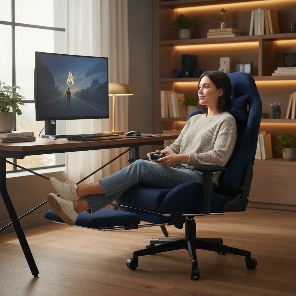 Chaise Gaming Ergonomique avec Repose-Pieds - Fauteuil Bureau Respirant Inclinable 150°