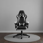 Chaise Gaming Ergonomique avec Repose-Pieds Rétractable - Dossier Inclinable 90-155° - Support Lombaire