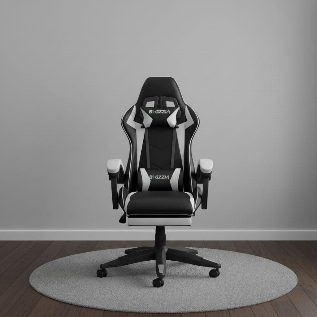 Chaise Gaming Ergonomique avec Repose-Pieds Rétractable - Dossier Inclinable 90-155° - Support Lombaire