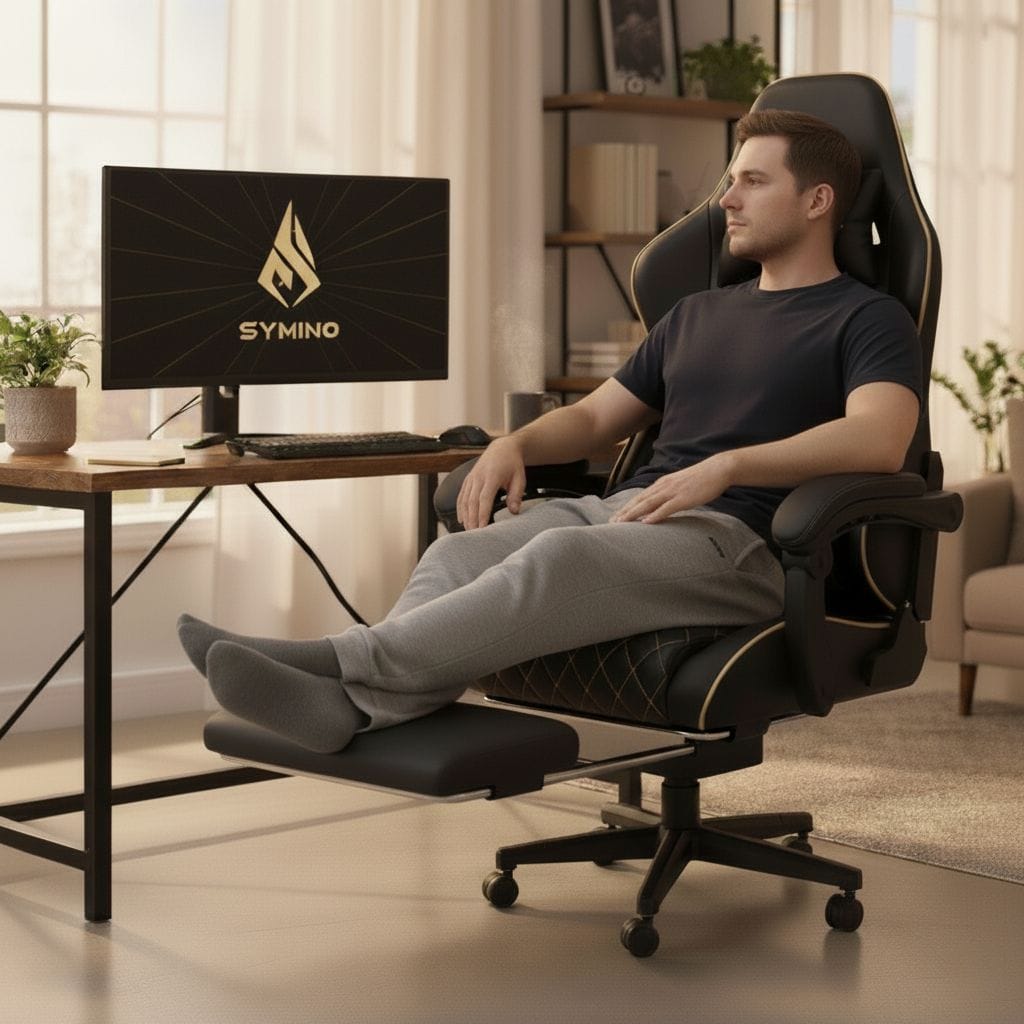Chaise Gaming Ergonomique avec Repose-Pieds - Style Racing Professionnel