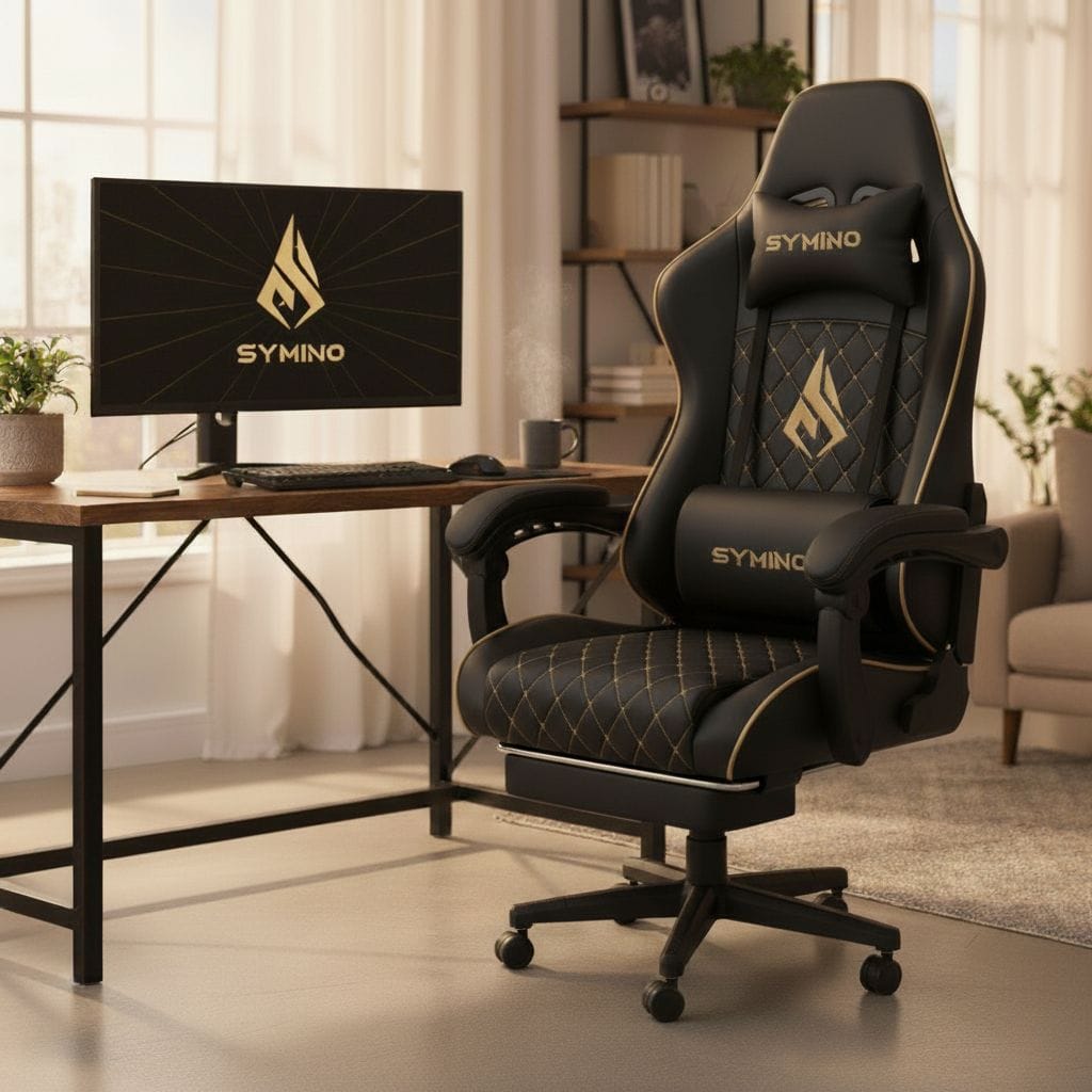 Chaise Gaming Ergonomique avec Repose-Pieds - Style Racing Professionnel