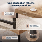 Détails de la conception robuste du bureau en bois TimberForge : plateau épais et structure renforcée
