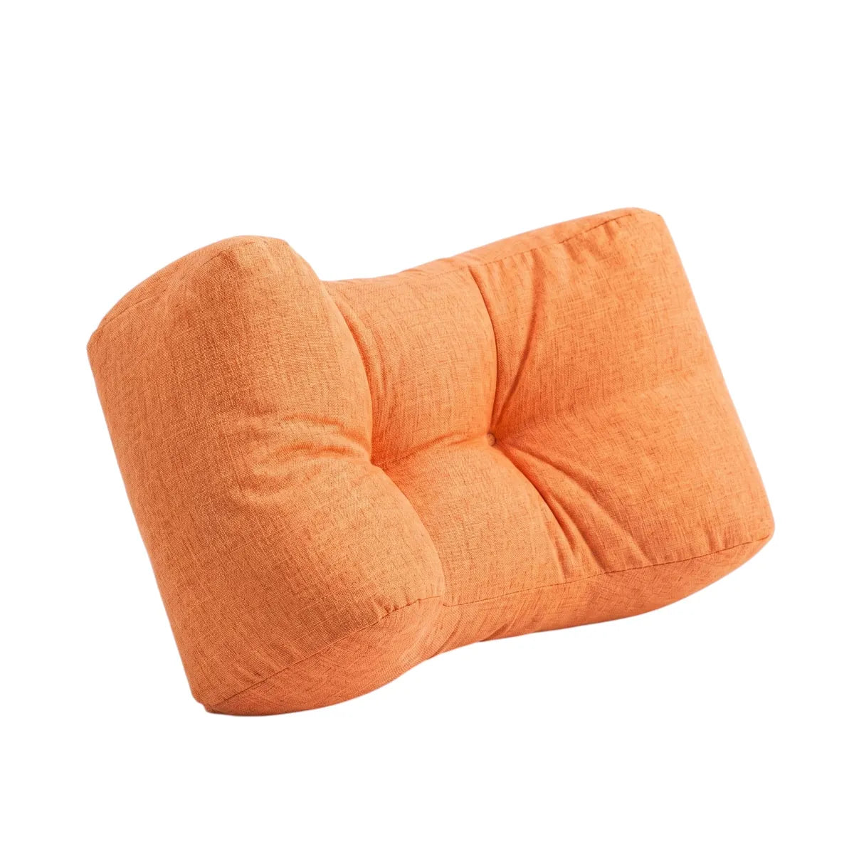 Coussin Lombaire Ergonomique Cocon Morpho orange, texture lin et coton pour un soutien dorsal et une posture saine au quotidien.