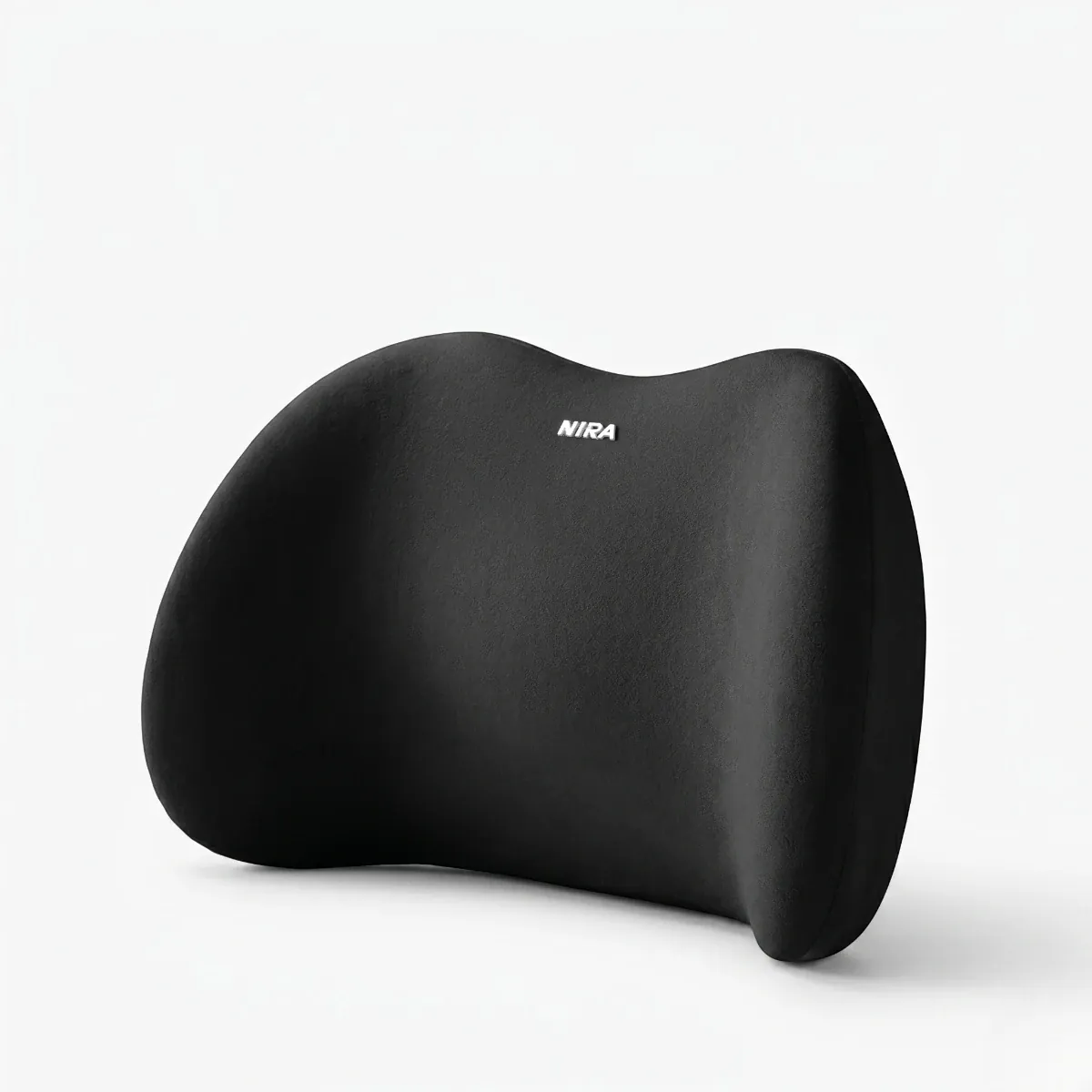 Photographie de studio de face du Coussin Lombaire Ergonomique Dorsal Core | Mousse à Mémoire de Forme HD - Soulagement & Correction Posturale, en variante de couleur noir, sur un fond blanc uni.