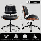 Schéma technique affichant les dimensions et la hauteur réglable de la chaise de bureau ergonomique.