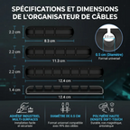 Schéma technique et dimensions en cm de l'organisateur de câbles Silent Grid pour une installation précise.