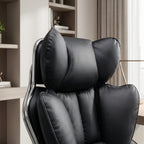Schéma détaillé des dimensions du fauteuil de bureau de direction noir en vues frontale et latérale. Indique la hauteur réglable (115cm à 124cm), la largeur totale (71cm) et les mesures du dossier (44.5cm) et de l'assise (52cm de large, 47cm de profondeur).