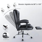 Fauteuil de Bureau Ergonomique avec Repose-Pieds - Dossier Haut Inclinable