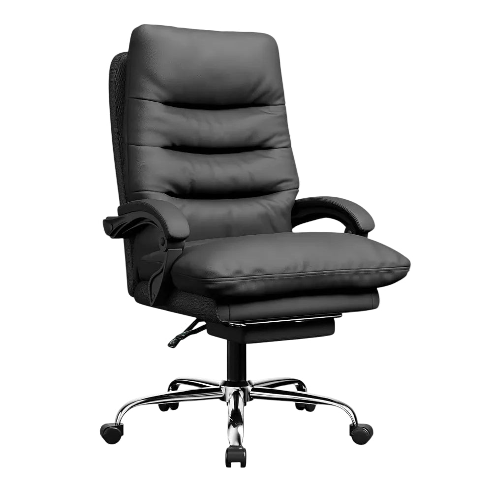 Fauteuil de Bureau Ergonomique avec Repose-Pieds Rétractable - Dossier Inclinable 135°