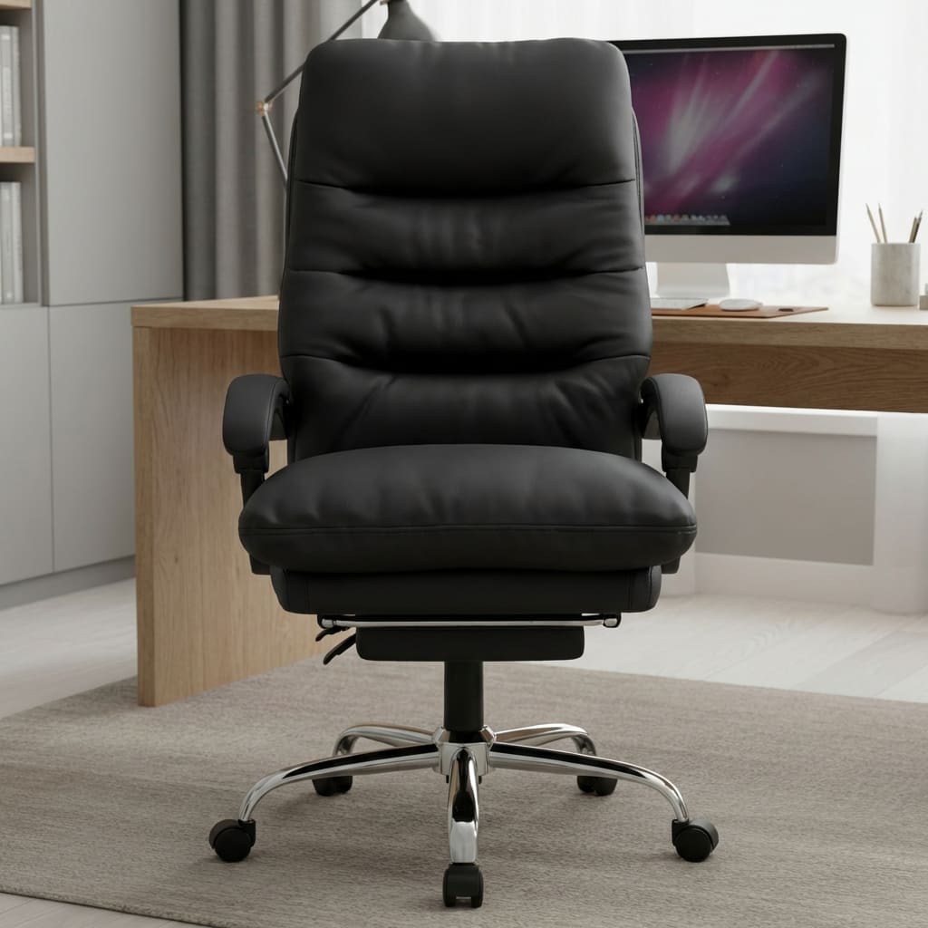 Fauteuil de Bureau Ergonomique avec Repose-Pieds Rétractable - Dossier Inclinable 135°