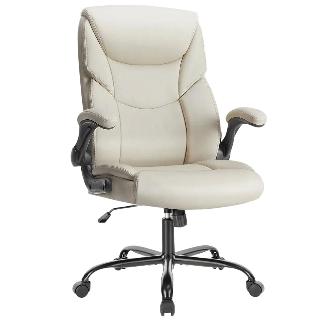 Fauteuil de direction beige confortable avec accoudoirs