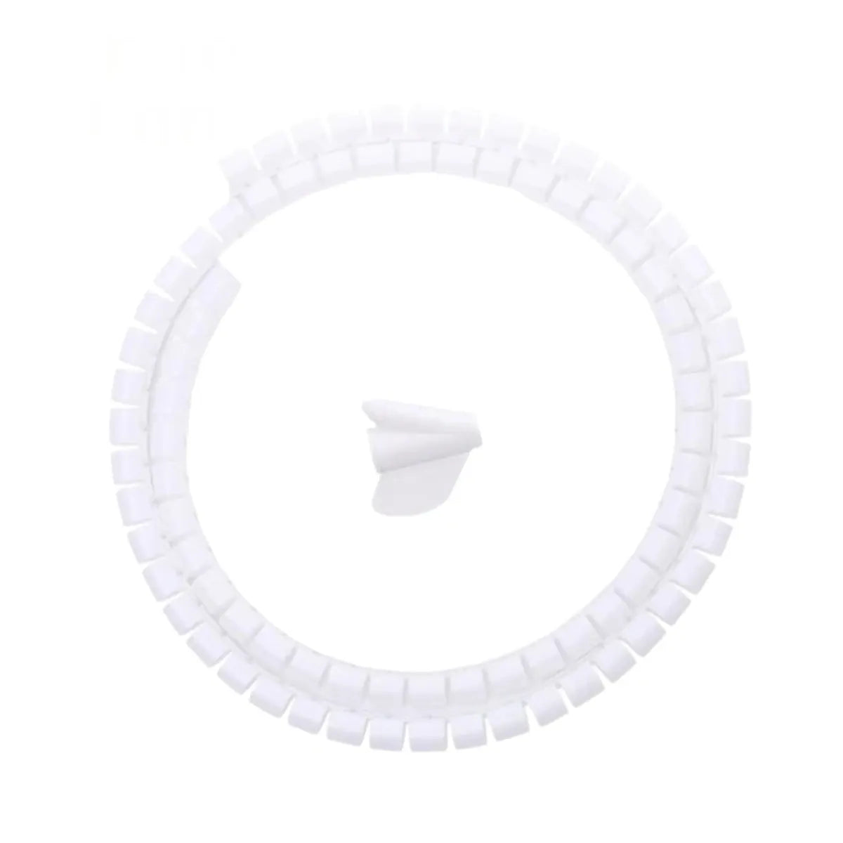 Gaine de câbles Helix Wrap blanc de 10mm de diamètre et 1m de longueur avec son feed clip de guidage pour le rangement invisible de câbles.