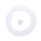 Gaine de câbles Helix Wrap blanc de 10mm de diamètre et 2m de longueur avec son feed clip de guidage pour le rangement invisible de câbles.