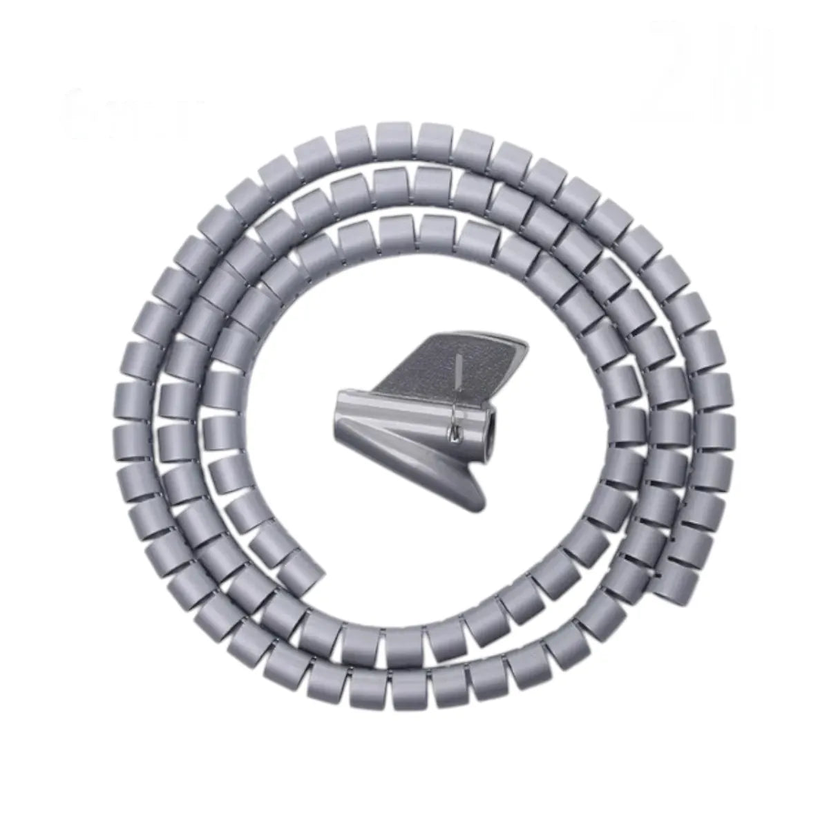 Gaine de câbles Helix Wrap gris de 16mm de diamètre et 2m de longueur avec son feed clip de guidage pour le rangement invisible de câbles.