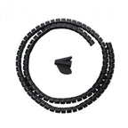 Gaine de câbles Helix Wrap noire de 10mm de diamètre et 1m de longueur avec son feed clip de guidage pour le rangement invisible de câbles.