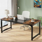 Grand Bureau en Bois 180 cm - Station de Travail Professionnelle Design Industriel