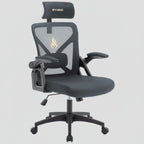 Gris Chaise Ergonomique de Bureau avec Appui-Tête Réglable et Support Lombaire - Dossier Mesh Respirant