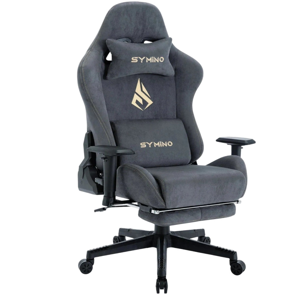 Gris Chaise Gaming Ergonomique avec Repose-Pieds - Fauteuil Bureau Respirant Inclinable 150°