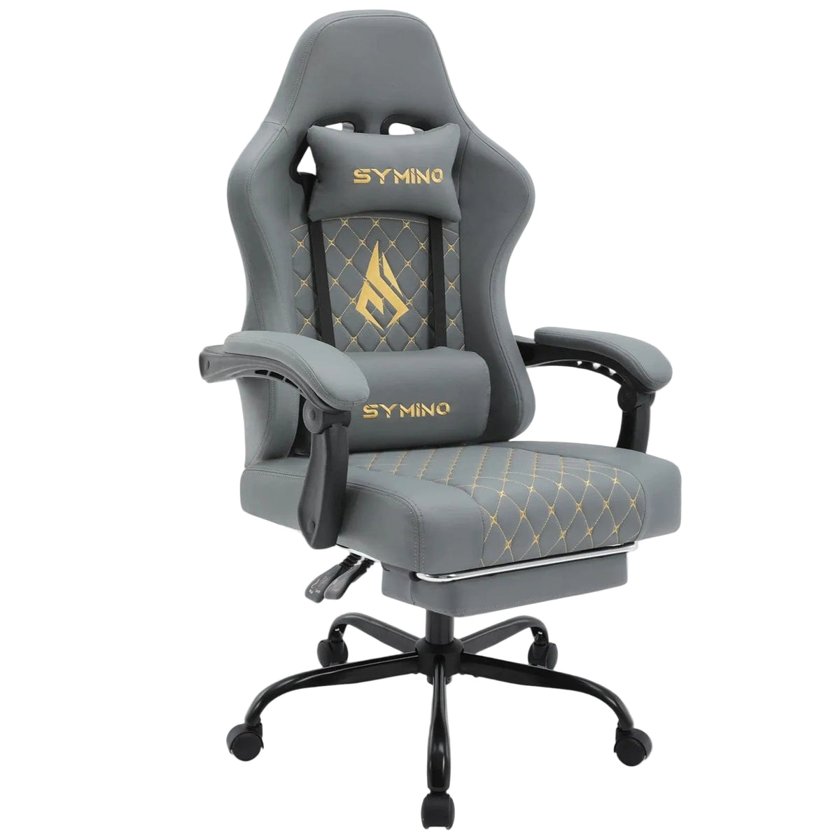 Gris Chaise Gaming Ergonomique avec Repose-Pieds - Style Racing Professionnel