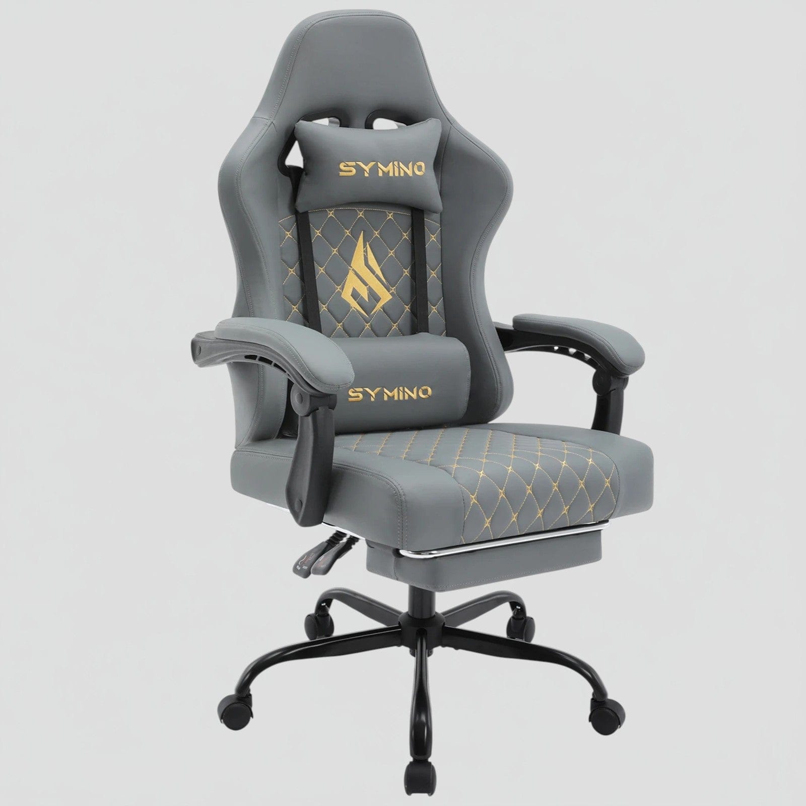 Gris Chaise Gaming Ergonomique avec Repose-Pieds - Style Racing Professionnel