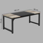 Gris Grand Bureau en Bois 180 cm - Station de Travail Professionnelle Design Industriel