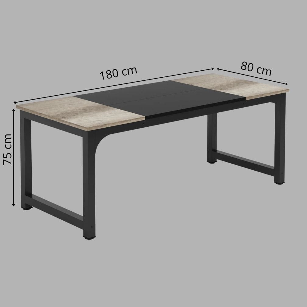 Gris Grand Bureau en Bois 180 cm - Station de Travail Professionnelle Design Industriel