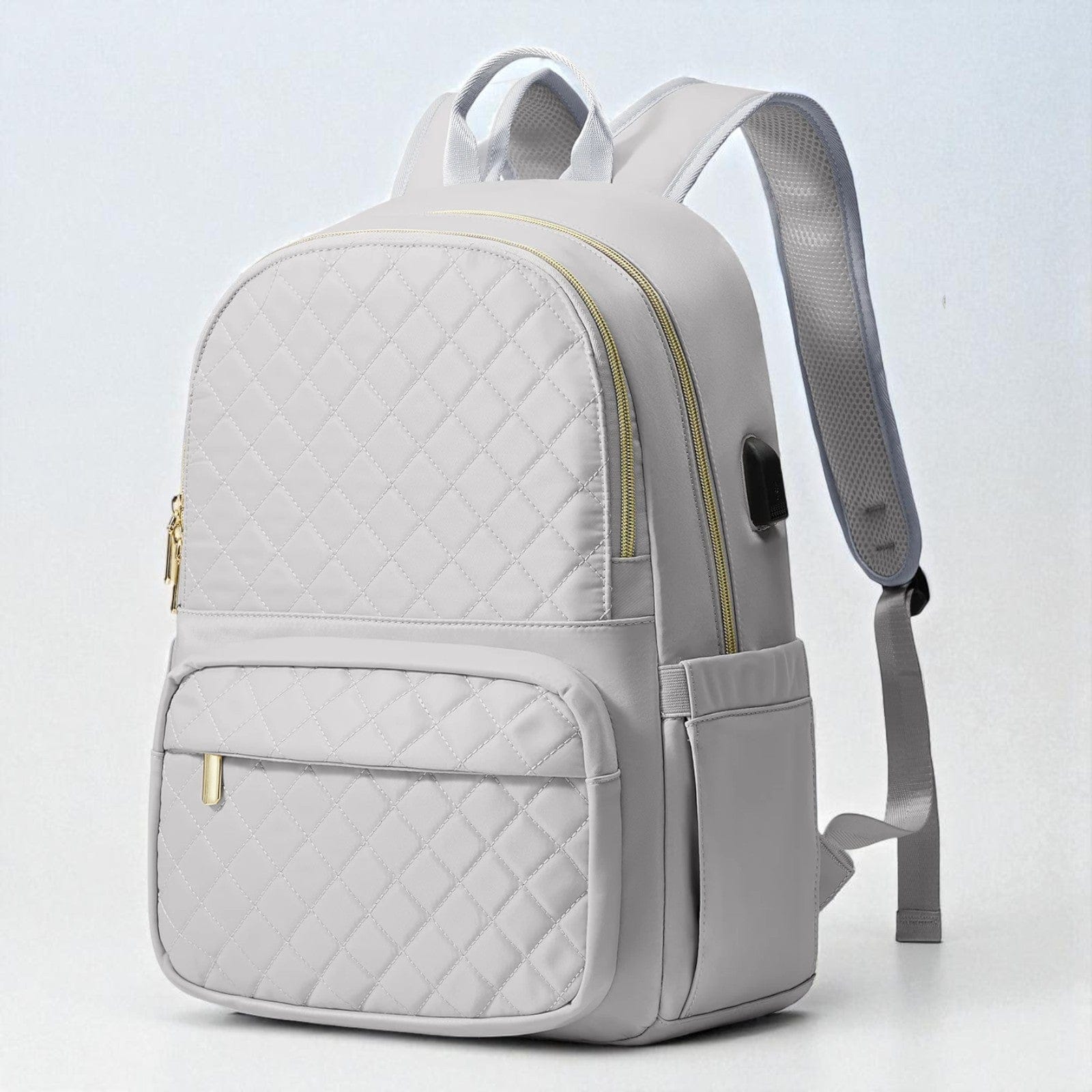 Gris Sac À Dos Ordinateur Femme Matelassé Élégant 13 À 15,6 Pouces
