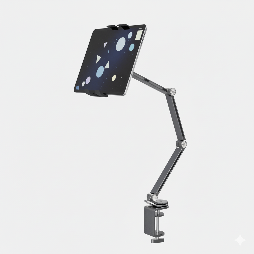 Gris Support pour Tablette Articulé en Aluminium 4,7 à 12,9 Pouces