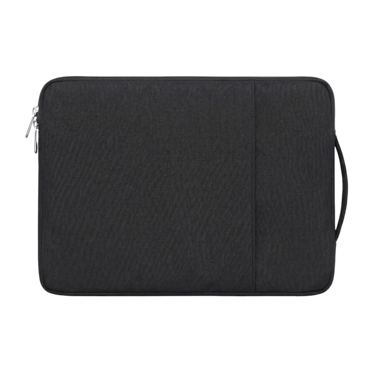 Pochette protection macbook Denim Nomad noir, bagage professionnel minimaliste de face.