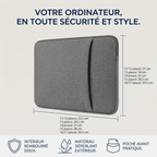 Guide des dimensions pour housse ordinateur 13 pouces, 14 pouces et housse pour ordinateur 15 pouces DuetPouch