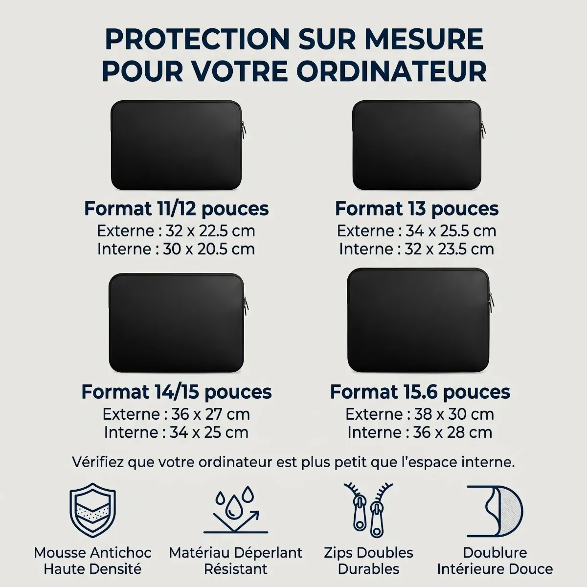 Dimensions et formats de la housse ordinateur FlexSkin