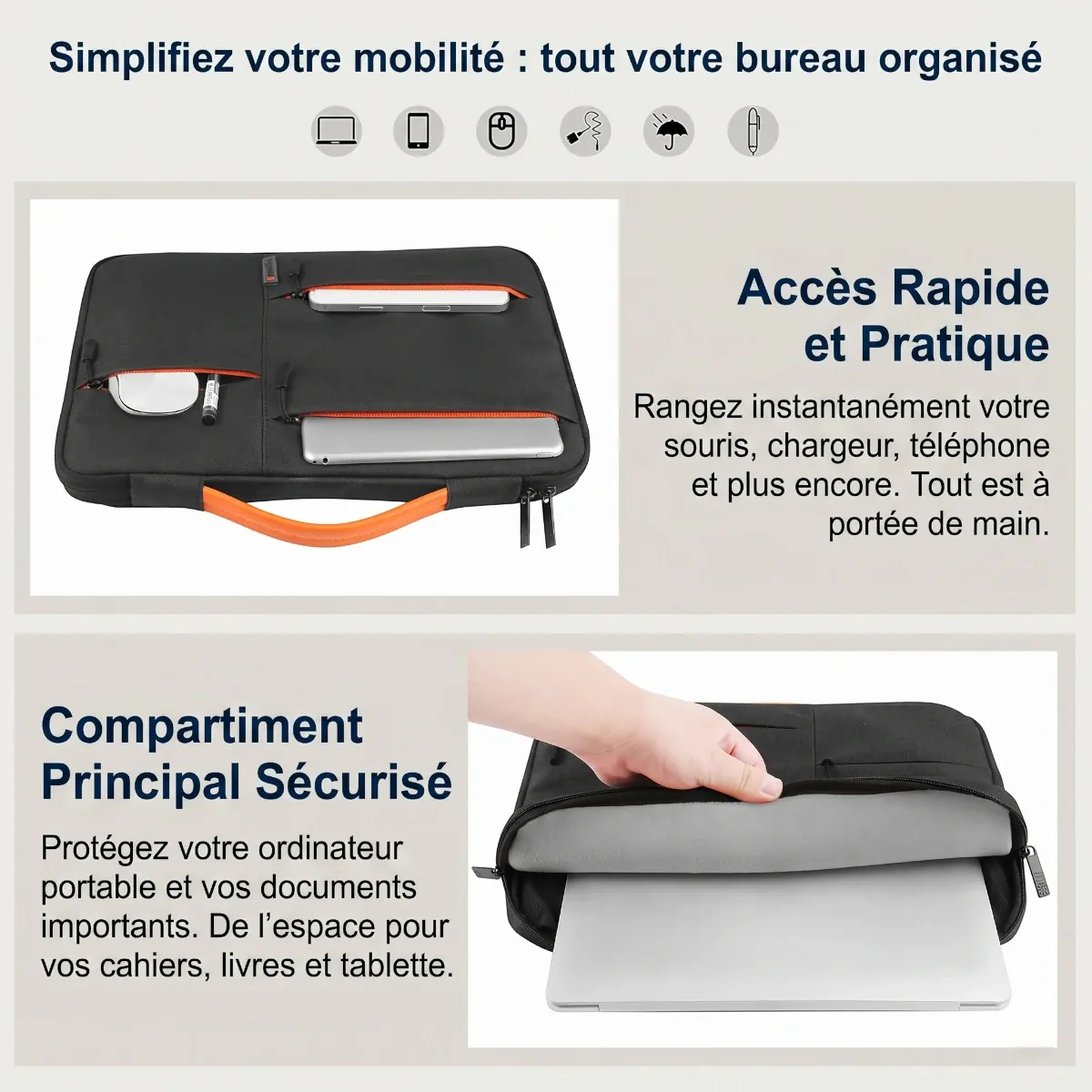Infographie montrant les 4 couches de protection technique de la housse ordinateur Nomad-Stretch